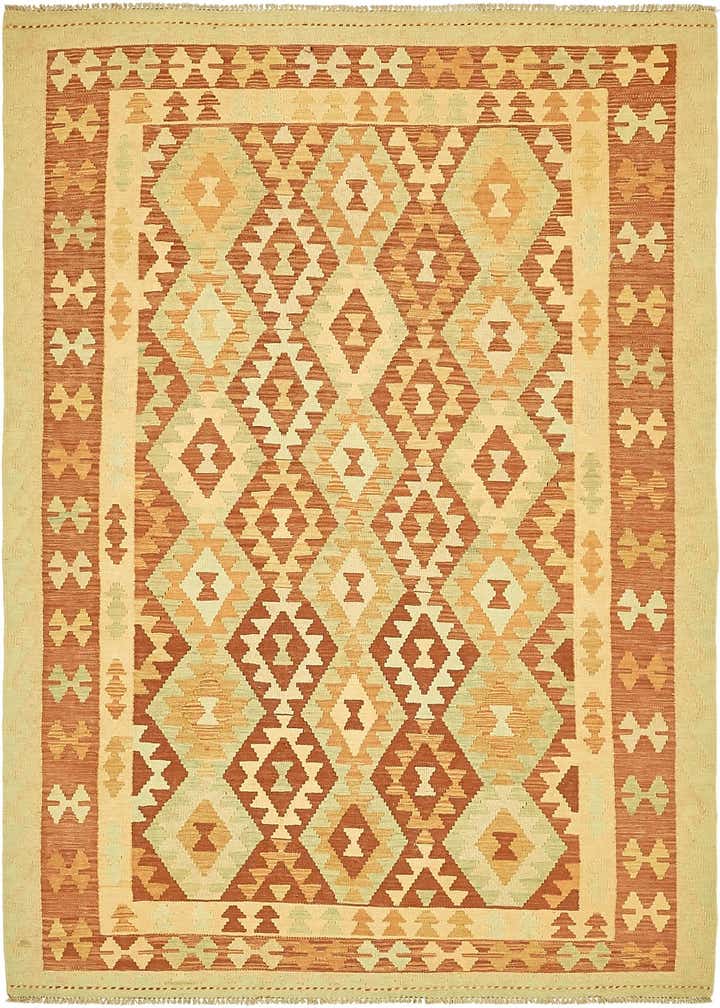 4' 9 x 6' 6 Hand Woven Kilim Waziri Wool Rug