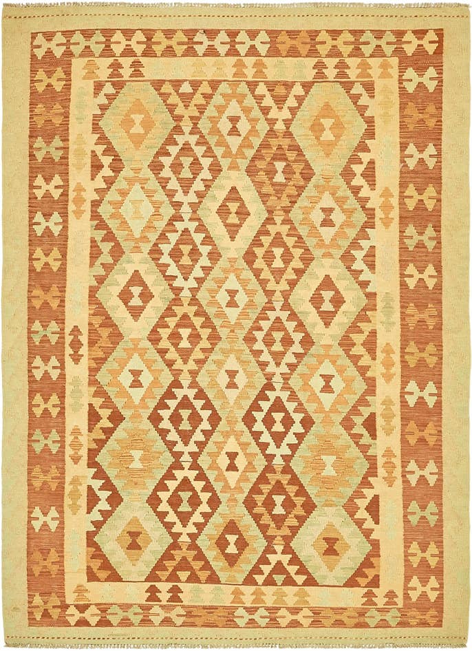 Detail image of 4' 9 x 6' 6 Hand Woven Kilim Waziri Wool Rug