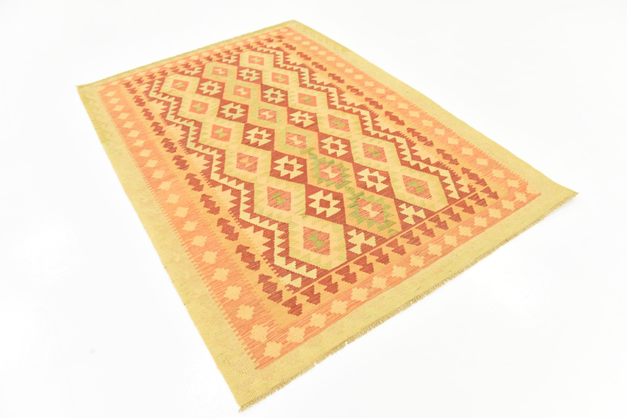 145cm x 200cm Tejido a mano Kilim Waziri Alfombra Lana