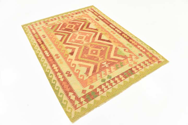 4' 9 x 6' 4 Hand Woven Kilim Waziri Wool Rug