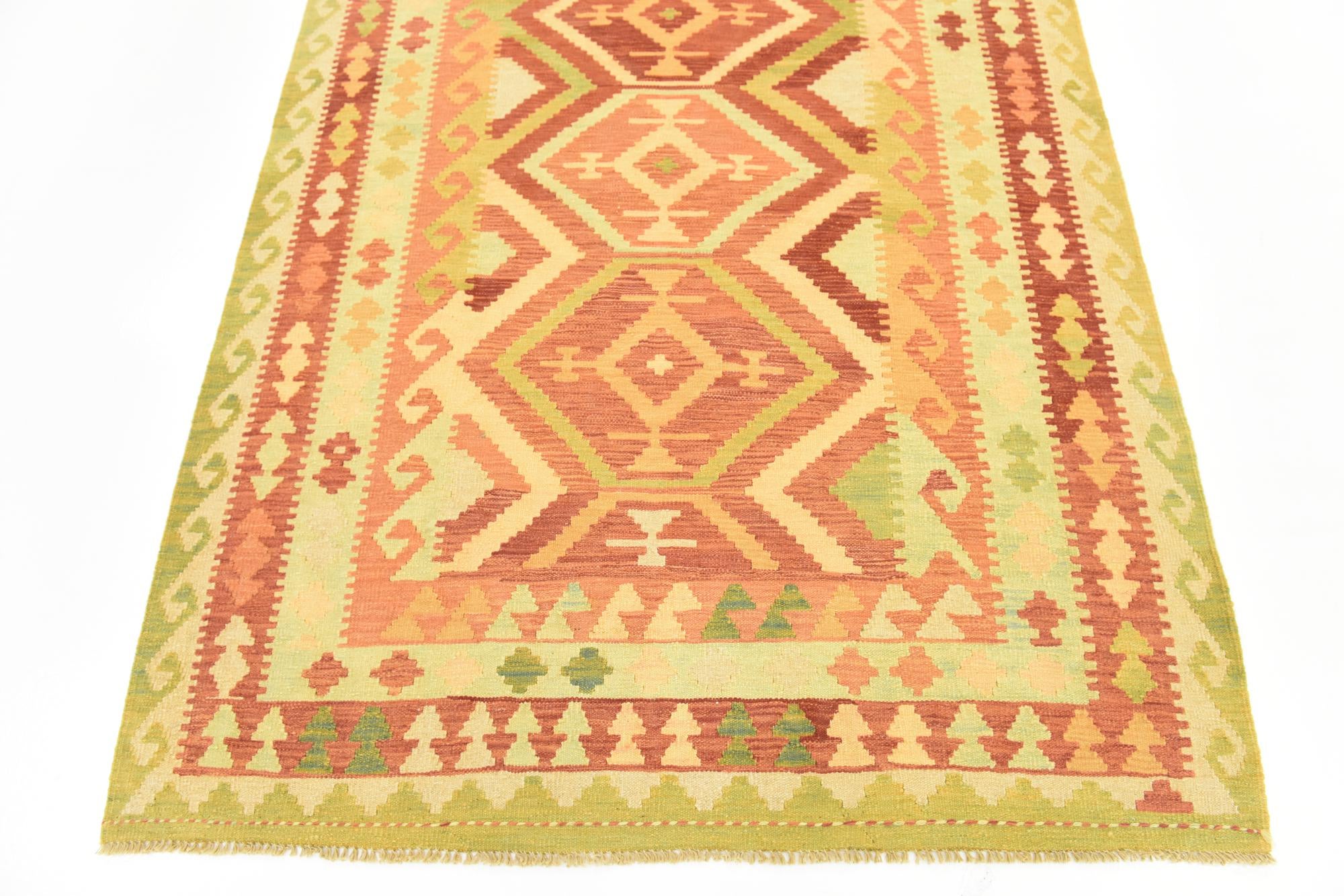 4' 9 x 6' 4 Hand Woven Kilim Waziri Wool Rug