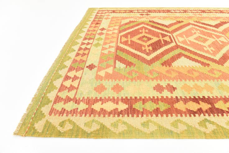 Detail image of 4' 9 x 6' 4 Hand Woven Kilim Waziri Wool Rug
