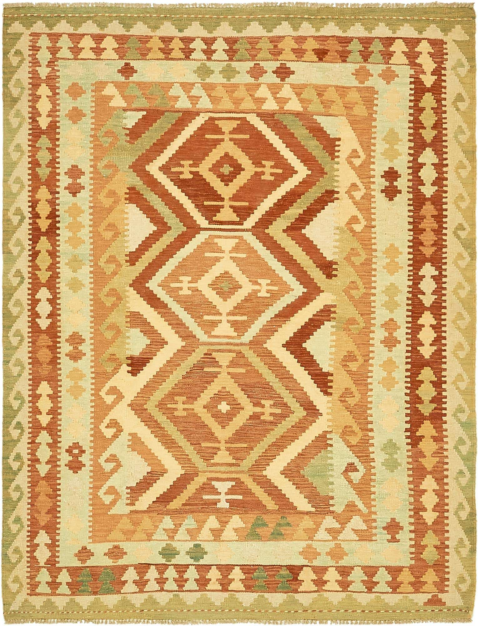 4' 9 x 6' 4 Hand Woven Kilim Waziri Wool Rug