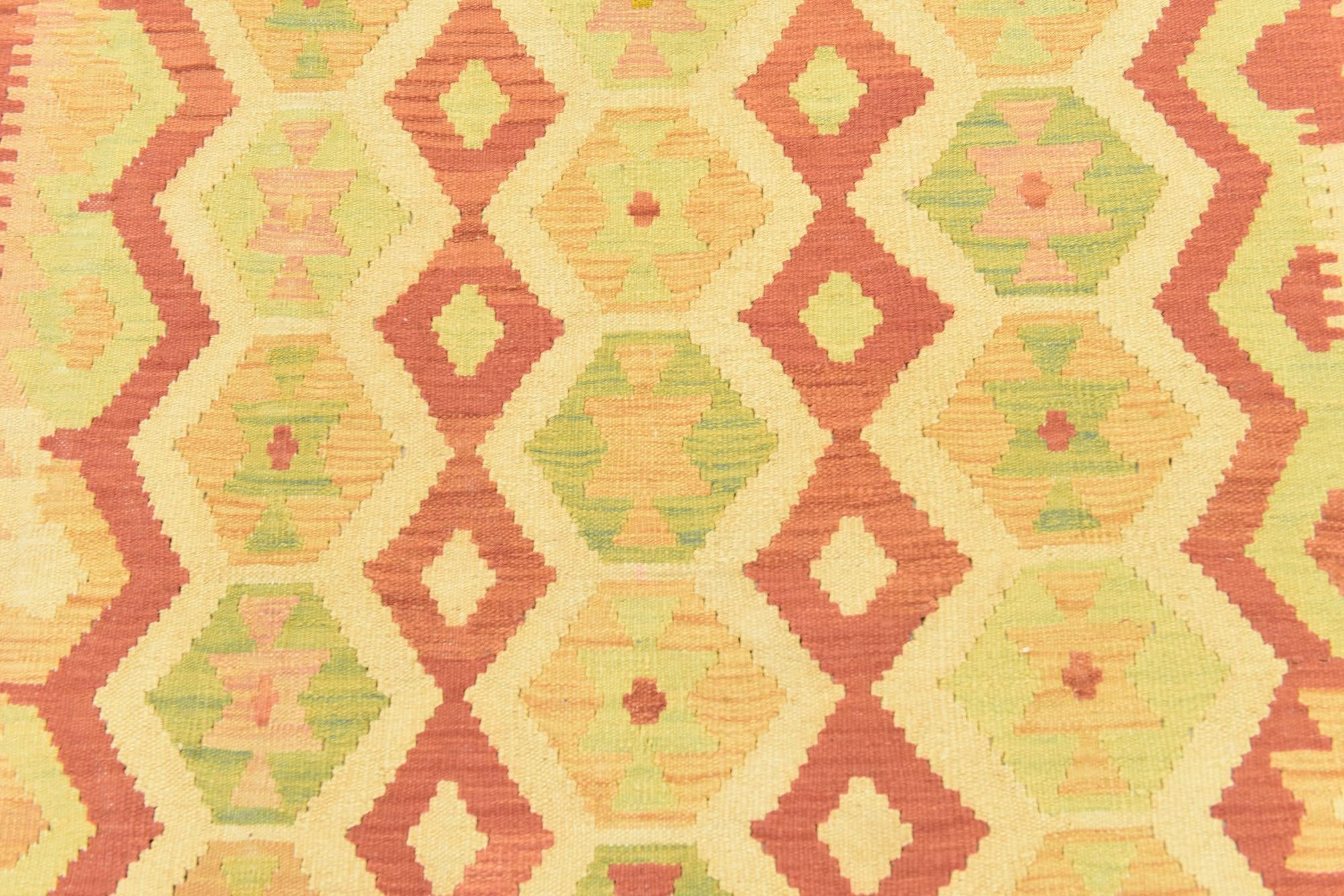4' 8 x 6' 7 Hand Woven Kilim Waziri Wool Rug