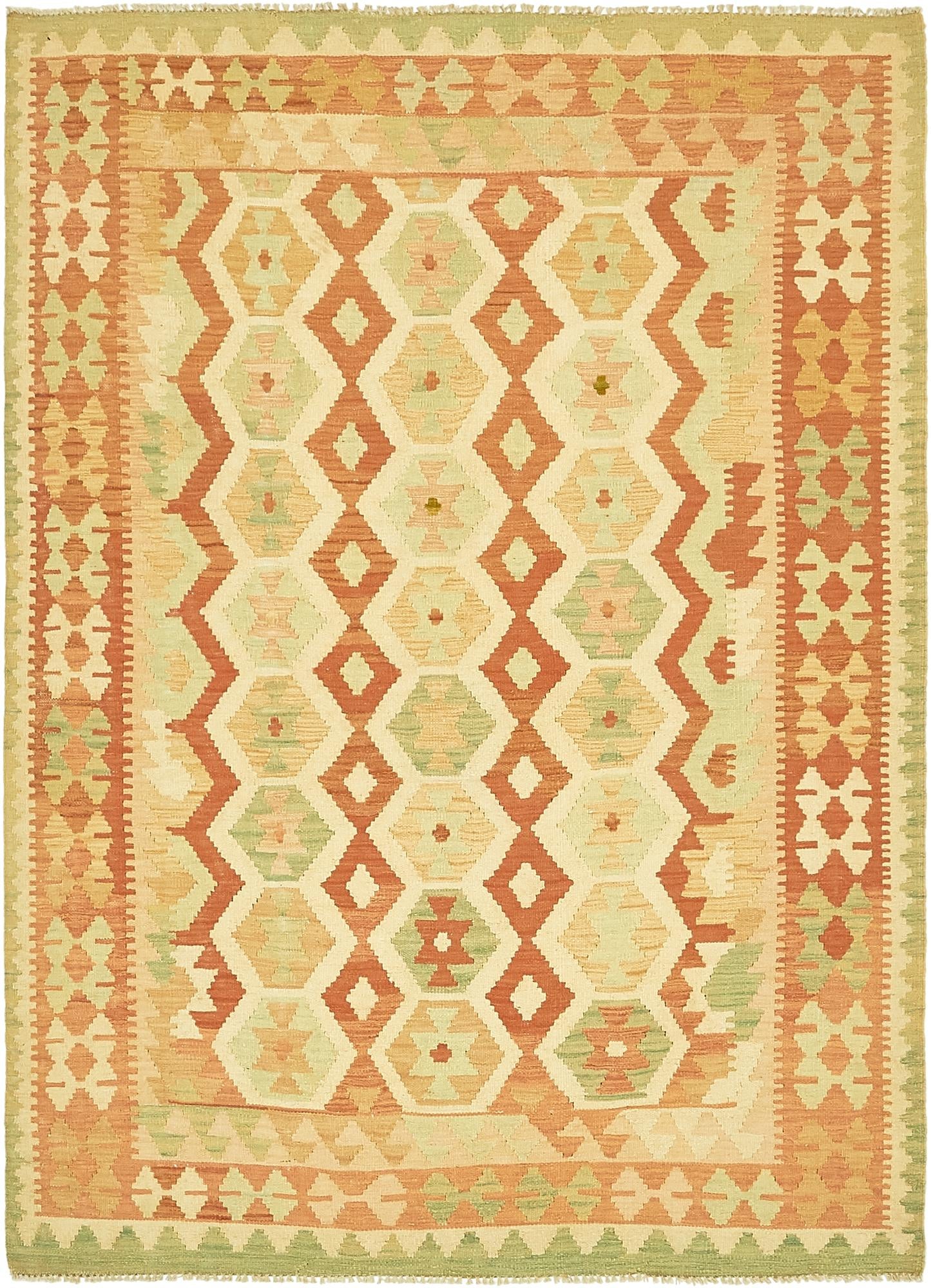 4' 8 x 6' 7 Hand Woven Kilim Waziri Wool Rug