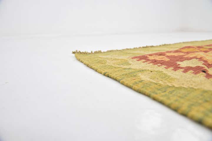 3' 2 x 4' 10 Hand Woven Kilim Waziri Wool Rug