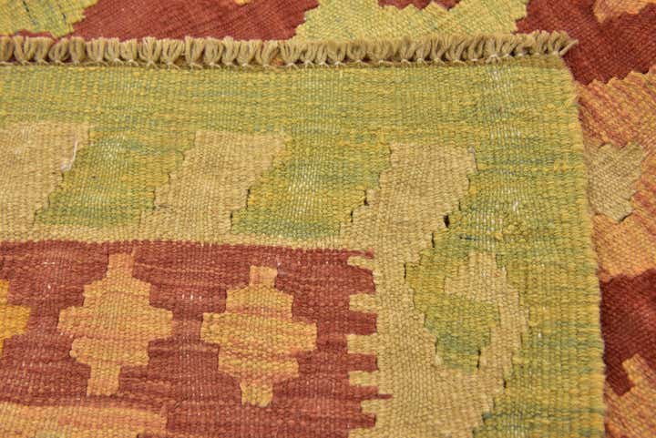 3' 2 x 4' 10 Hand Woven Kilim Waziri Wool Rug