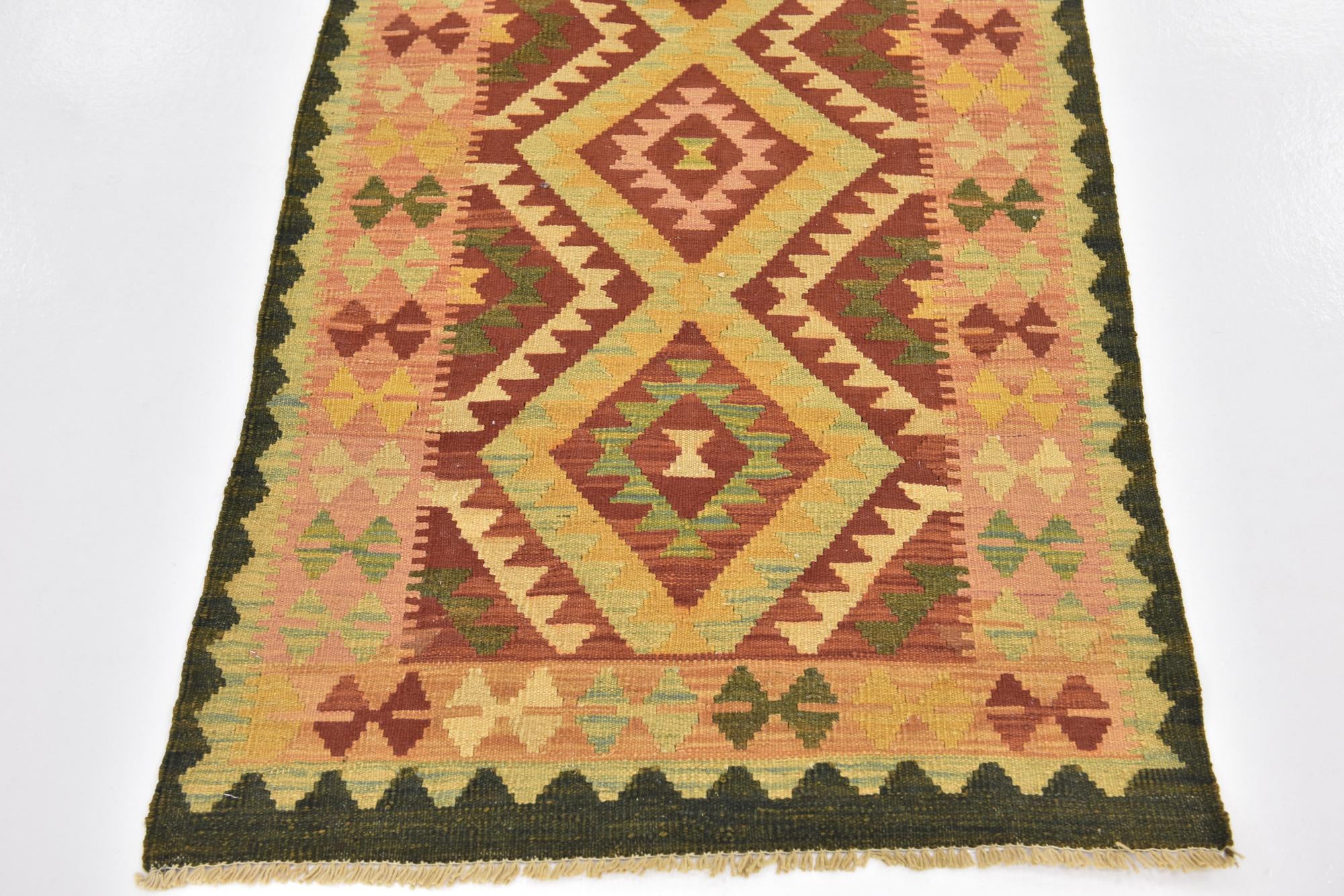2' 7 x 4' 4 Hand Woven Kilim Waziri Wool Rug