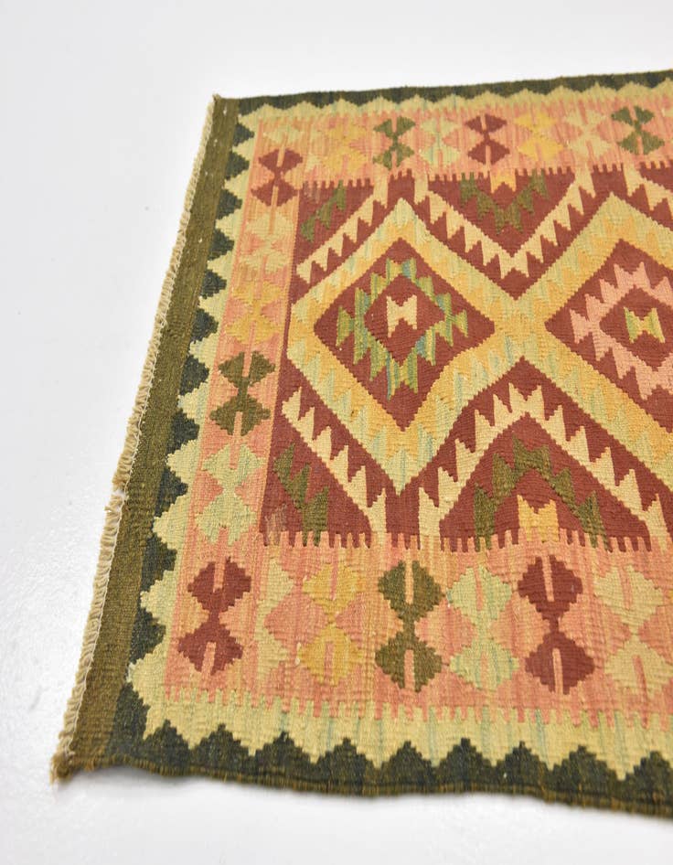 Detail image of 2' 7 x 4' 4  Hand Woven Kilim Waziri Wool Rug