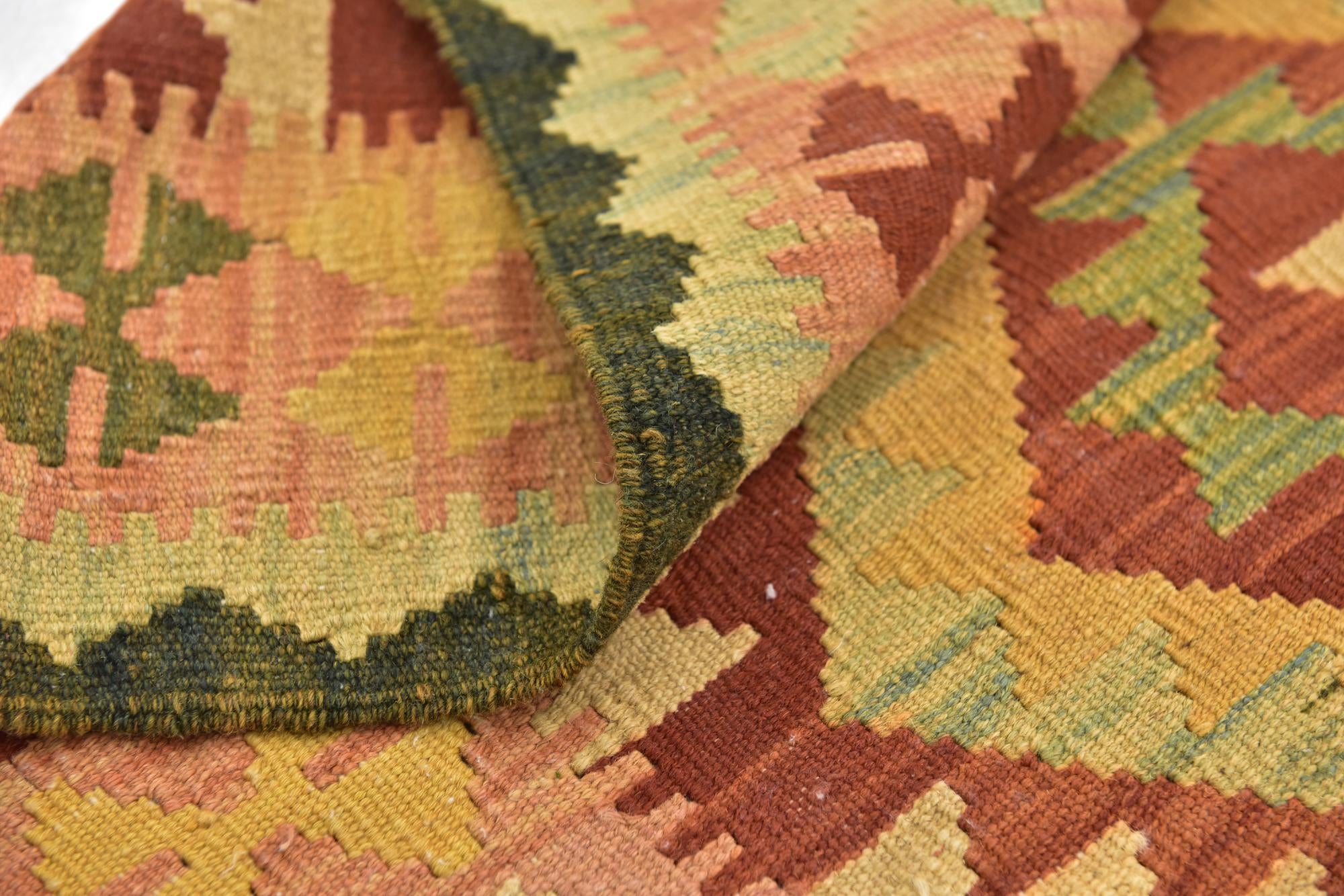 2' 7 x 4' 4 Hand Woven Kilim Waziri Wool Rug