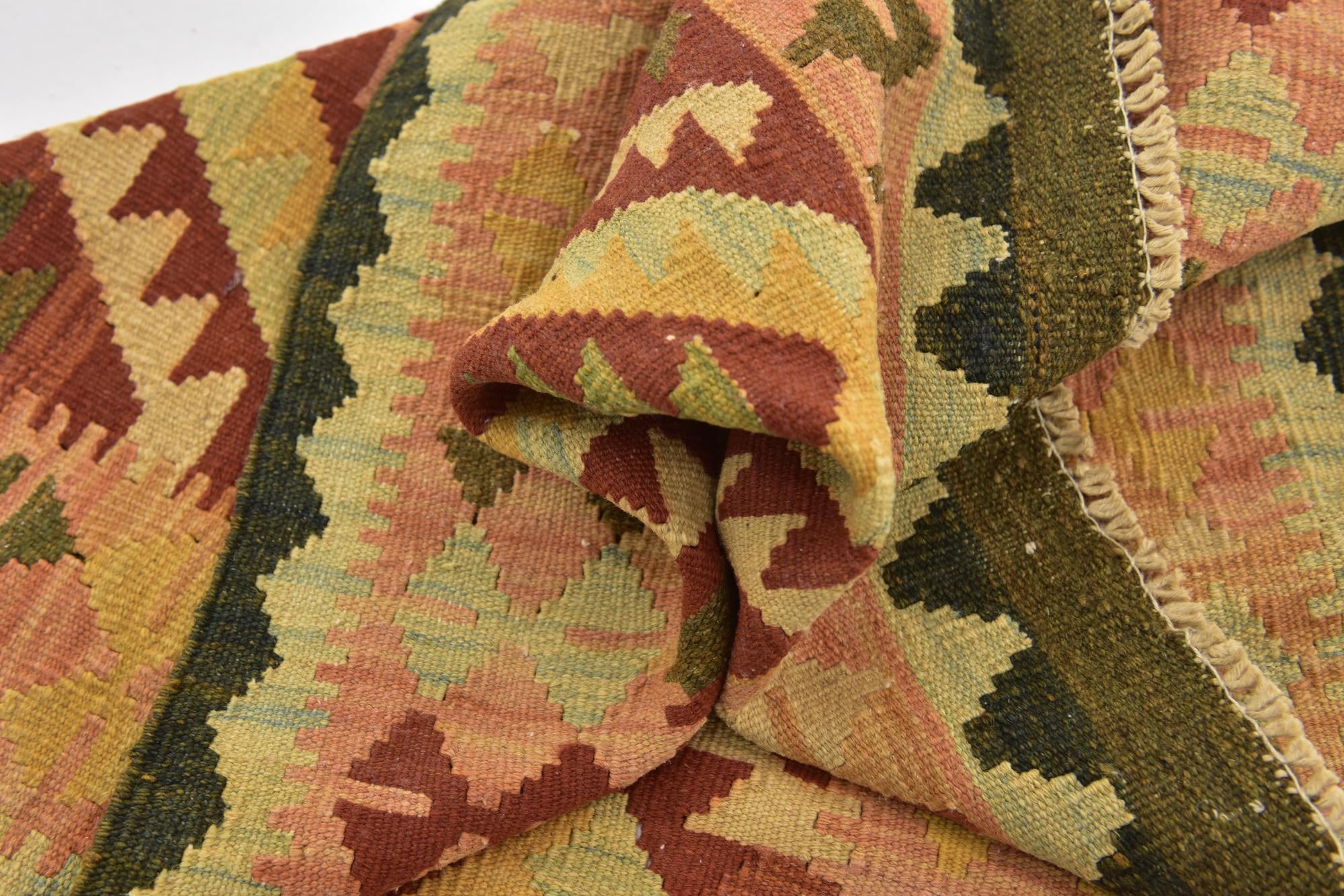 2' 7 x 4' 4 Hand Woven Kilim Waziri Wool Rug