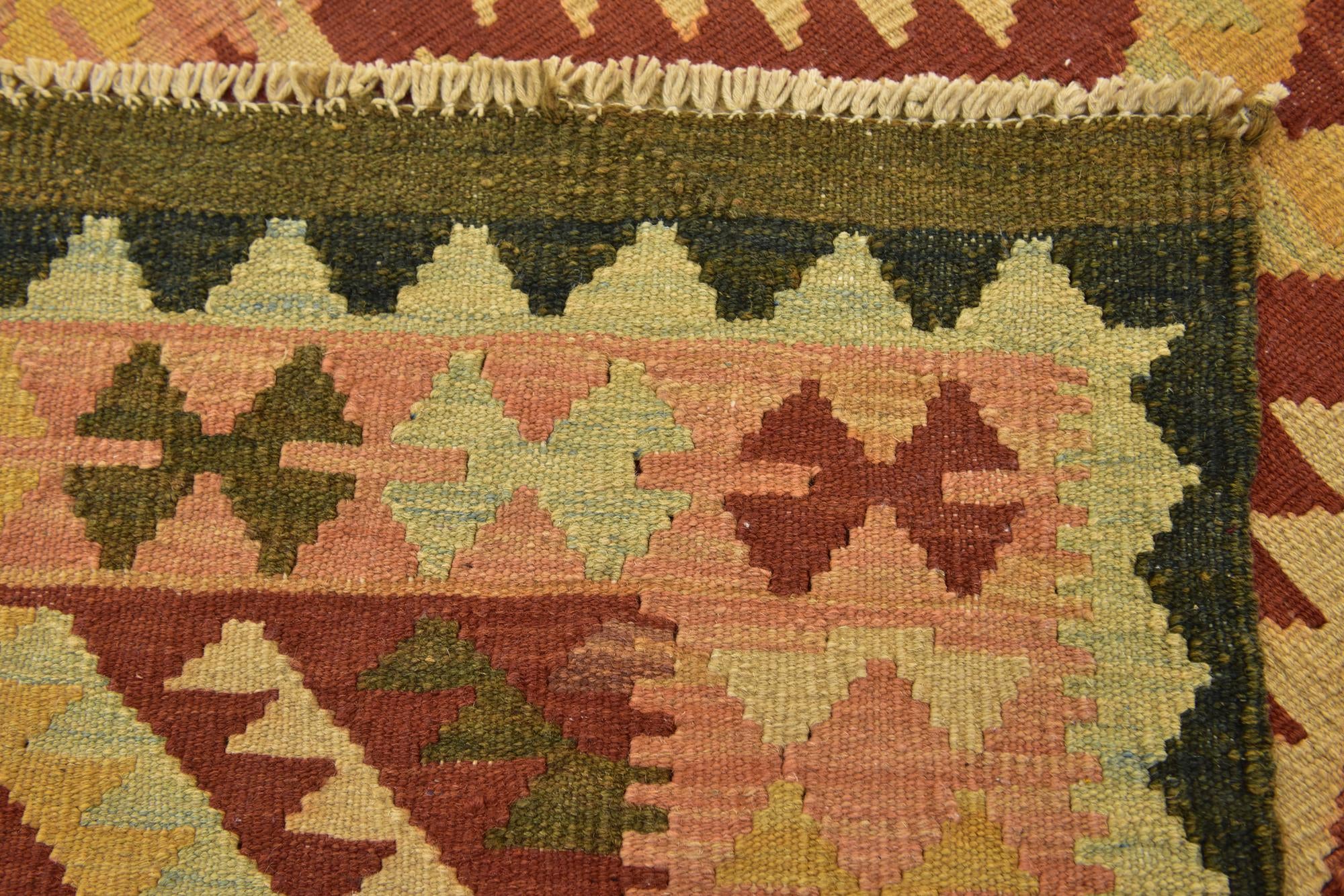 2' 7 x 4' 4 Hand Woven Kilim Waziri Wool Rug
