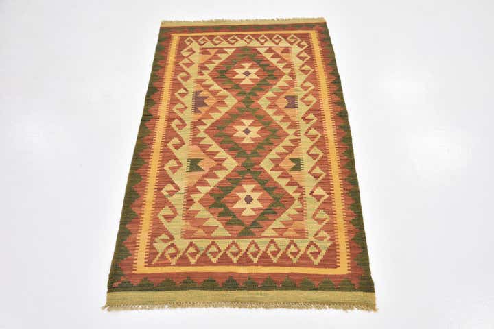 2' 9 x 4' 10 Hand Woven Kilim Waziri Wool Rug