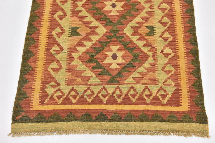 Detail image of 2' 9 x 4' 10 Hand Woven Kilim Waziri Wool Rug