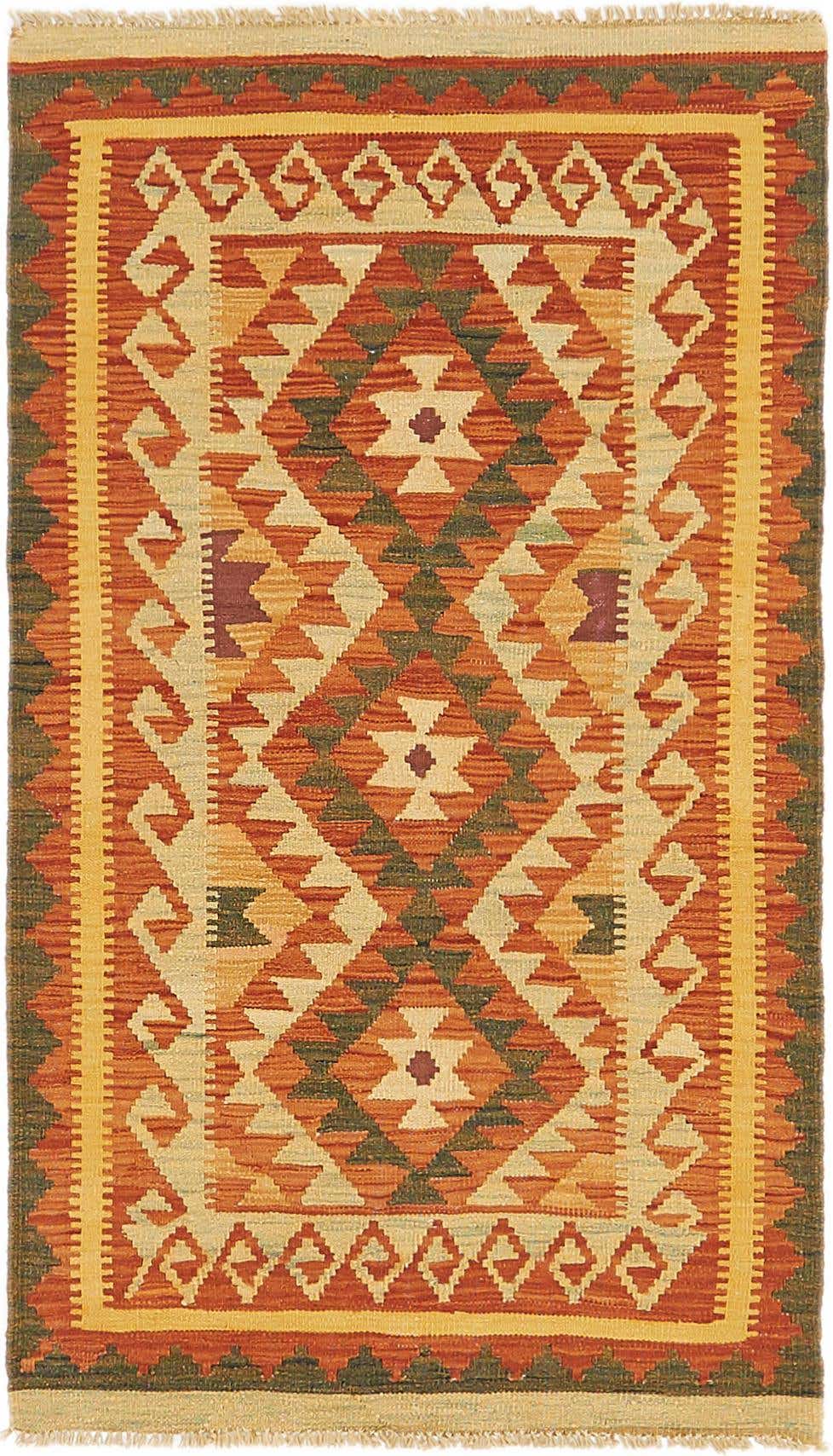 2' 9 x 4' 10 Hand Woven Kilim Waziri Wool Rug
