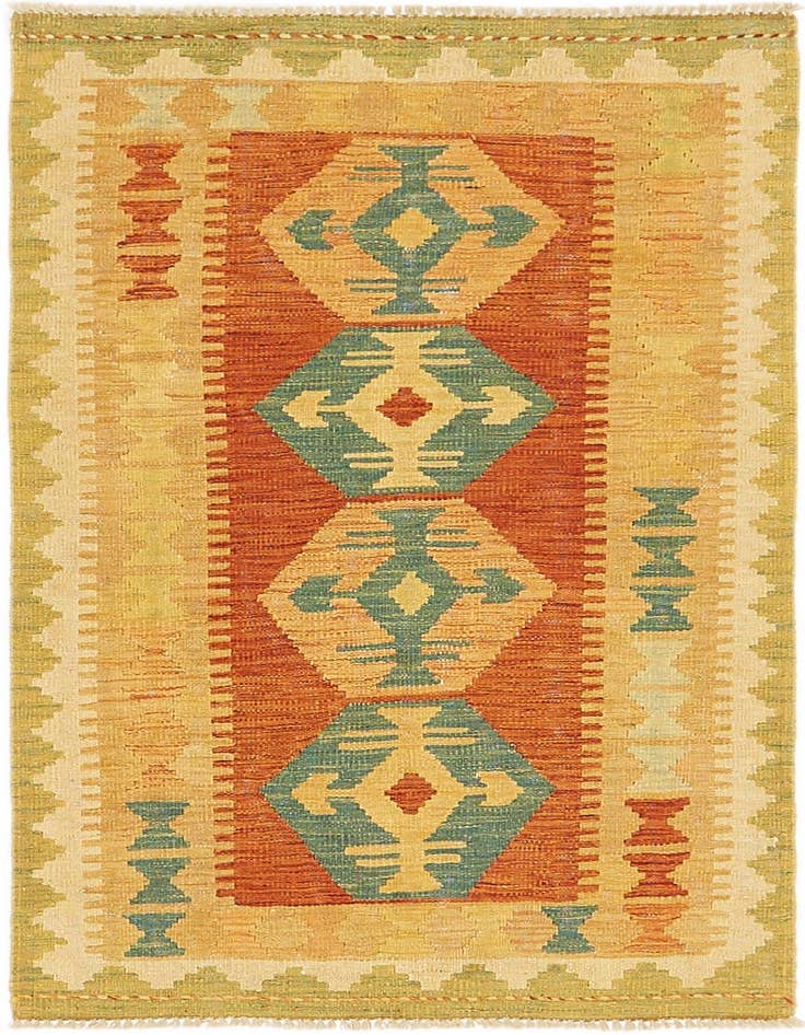 Detail image of 2' 5 x 4' 4 Hand Woven Kilim Waziri Wool Rug