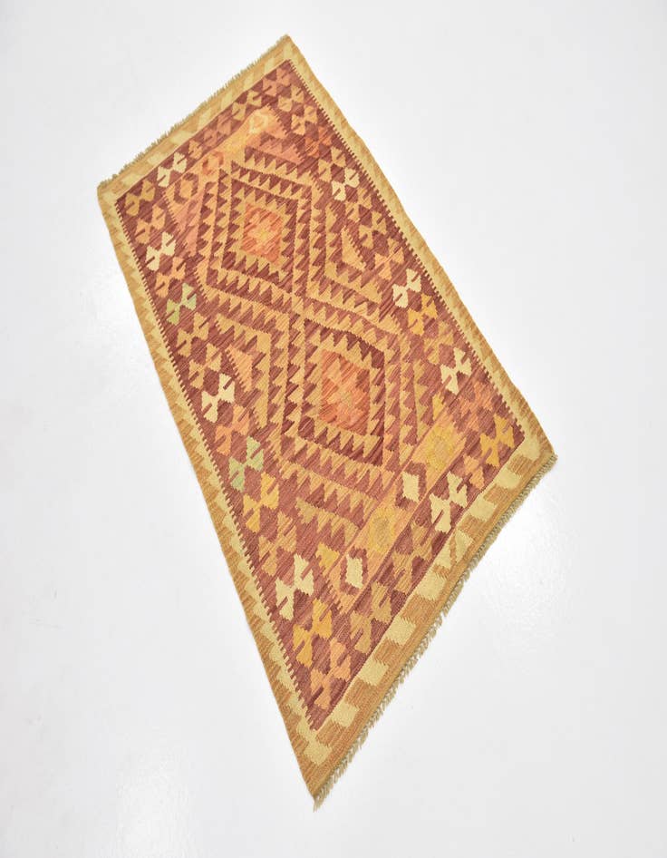 Detail image of 2' 9 x 4' 5  Hand Woven Kilim Waziri Wool Rug