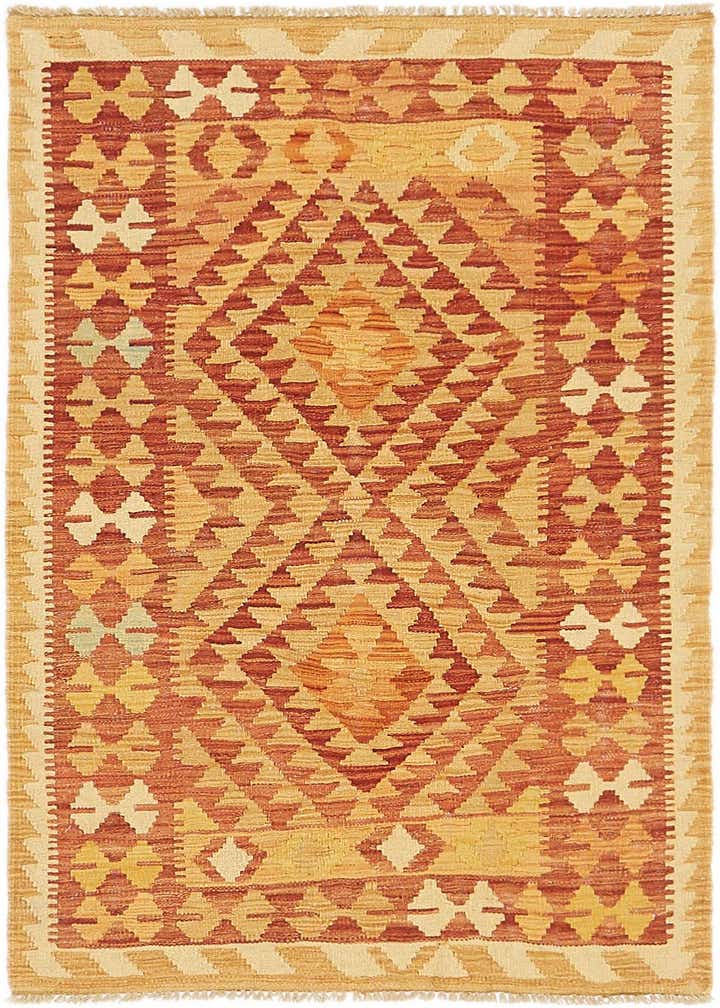 2' 9 x 4' 5 Hand Woven Kilim Waziri Wool Rug