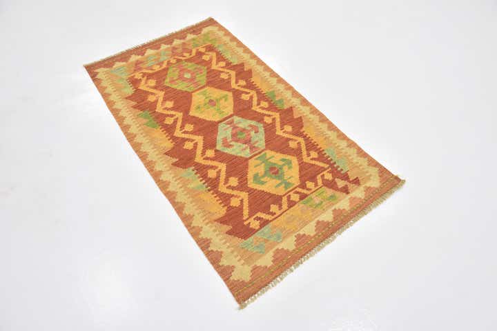 2' 6 x 4' 5 Hand Woven Kilim Waziri Wool Rug