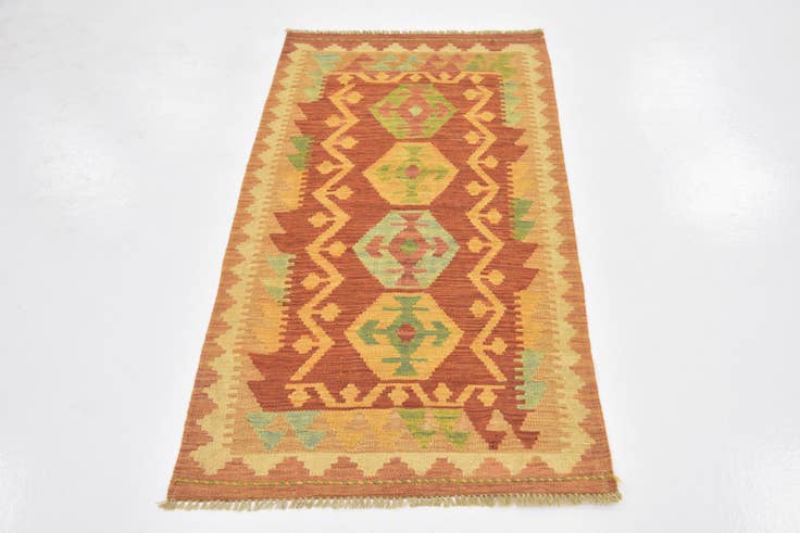Detail image of 2' 6 x 4' 5 Hand Woven Kilim Waziri Wool Rug