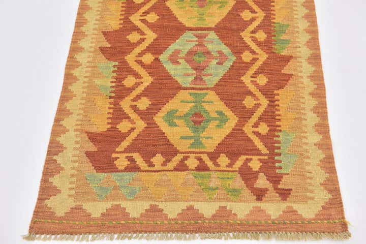 2' 6 x 4' 5 Hand Woven Kilim Waziri Wool Rug