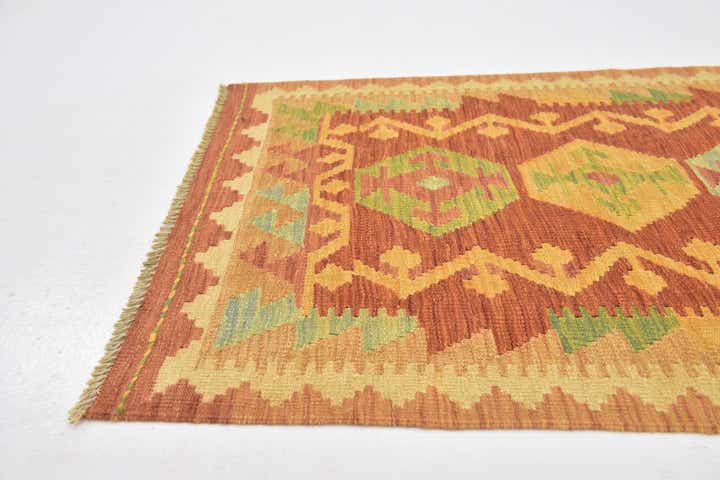 2' 6 x 4' 5 Hand Woven Kilim Waziri Wool Rug
