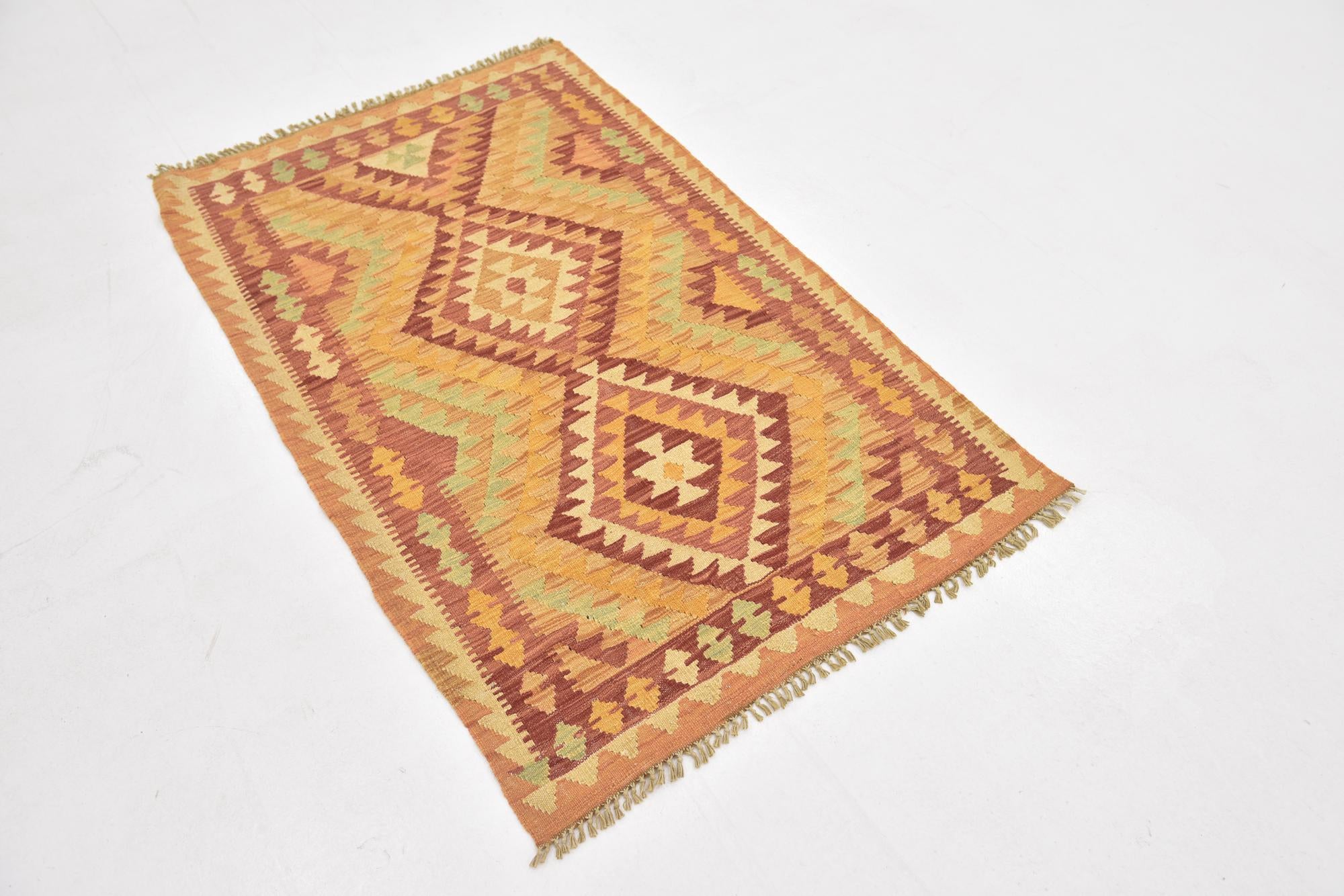 2' 10 x 4' 8 Hand Woven Kilim Waziri Wool Rug