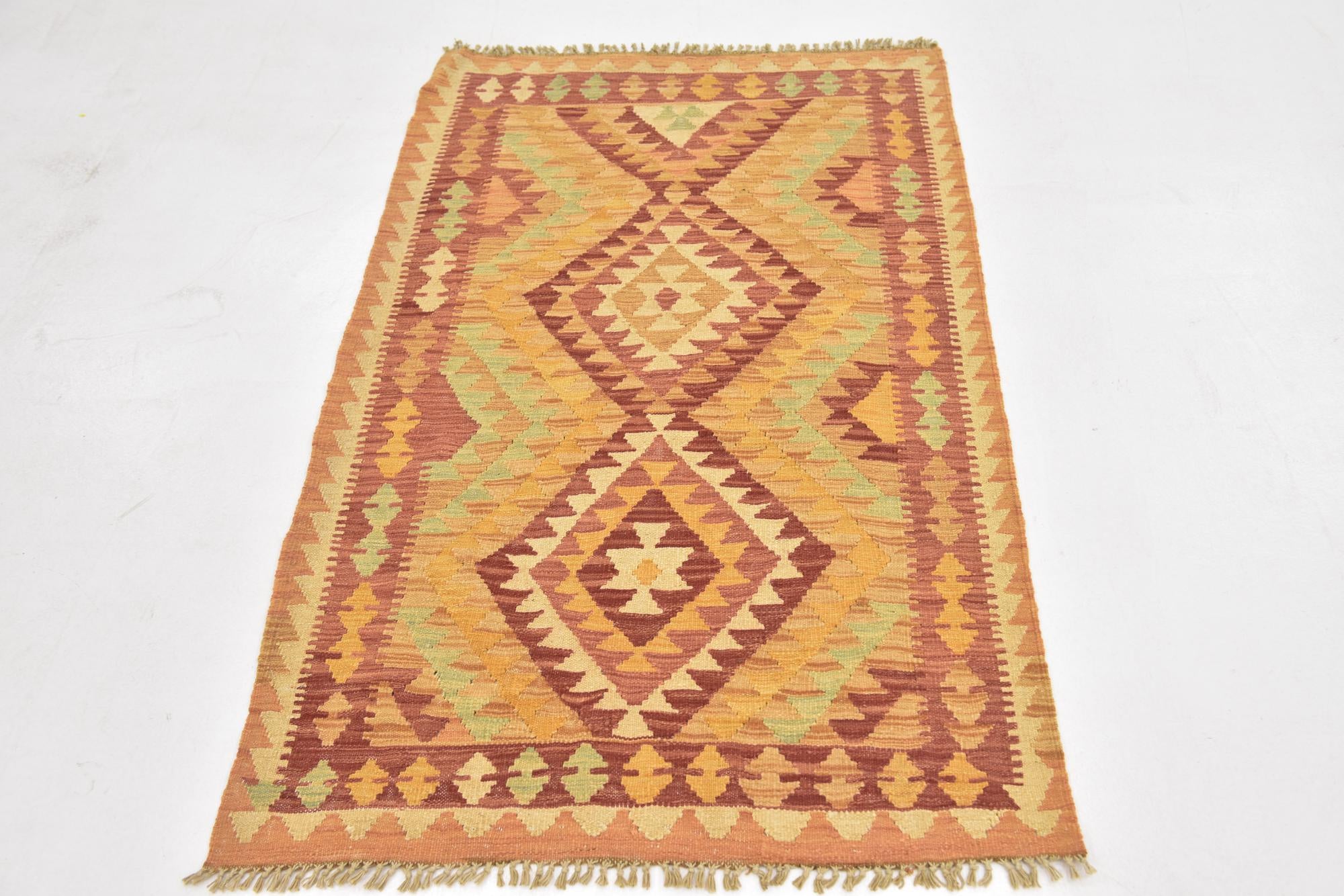 2' 10 x 4' 8 Hand Woven Kilim Waziri Wool Rug