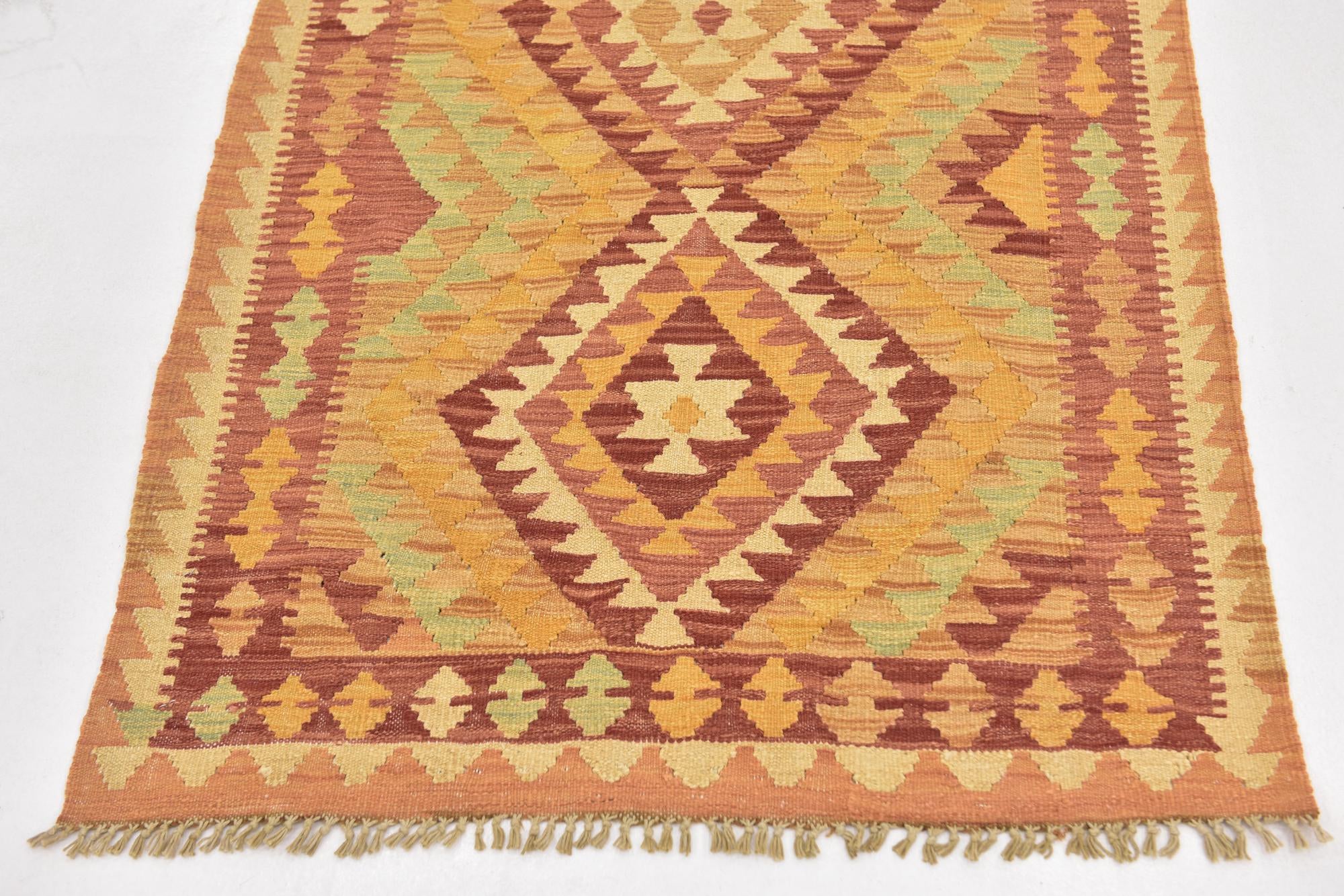 2' 10 x 4' 8 Hand Woven Kilim Waziri Wool Rug