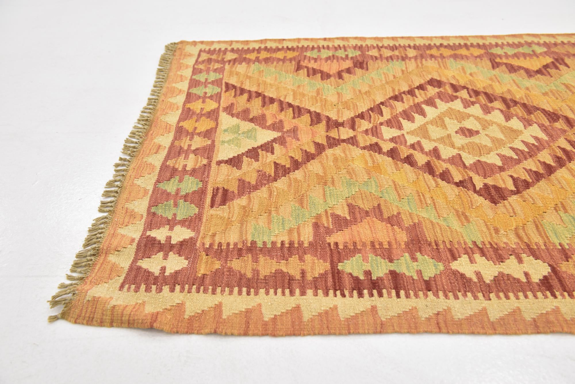 2' 10 x 4' 8 Hand Woven Kilim Waziri Wool Rug