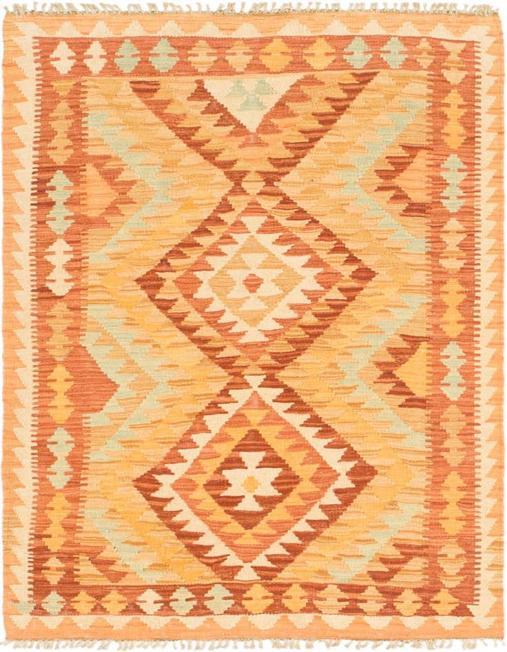 Detail image of 2' 10 x 4' 8 Hand Woven Kilim Waziri Wool Rug
