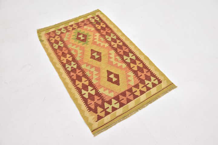 2' 6 x 4' Hand Woven Kilim Waziri Wool Rug
