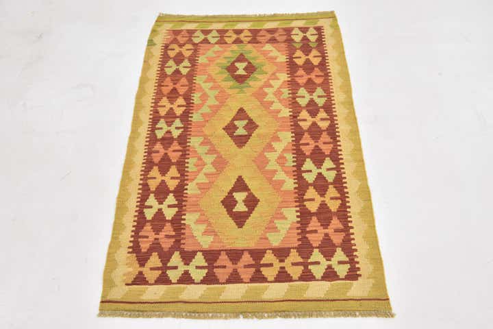 2' 6 x 4' Hand Woven Kilim Waziri Wool Rug
