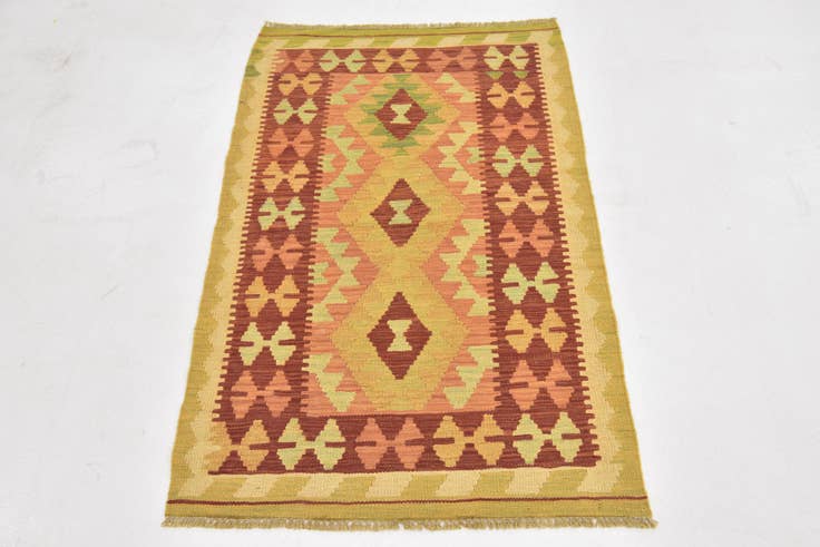 Detail image of 2' 6 x 4' Hand Woven Kilim Waziri Wool Rug