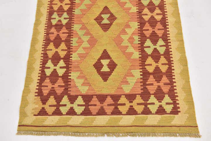 2' 6 x 4' Hand Woven Kilim Waziri Wool Rug