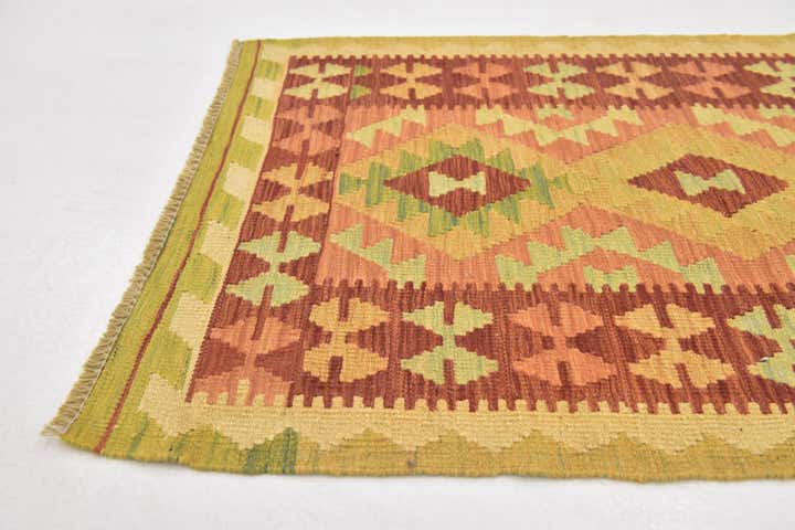 2' 6 x 4' Hand Woven Kilim Waziri Wool Rug