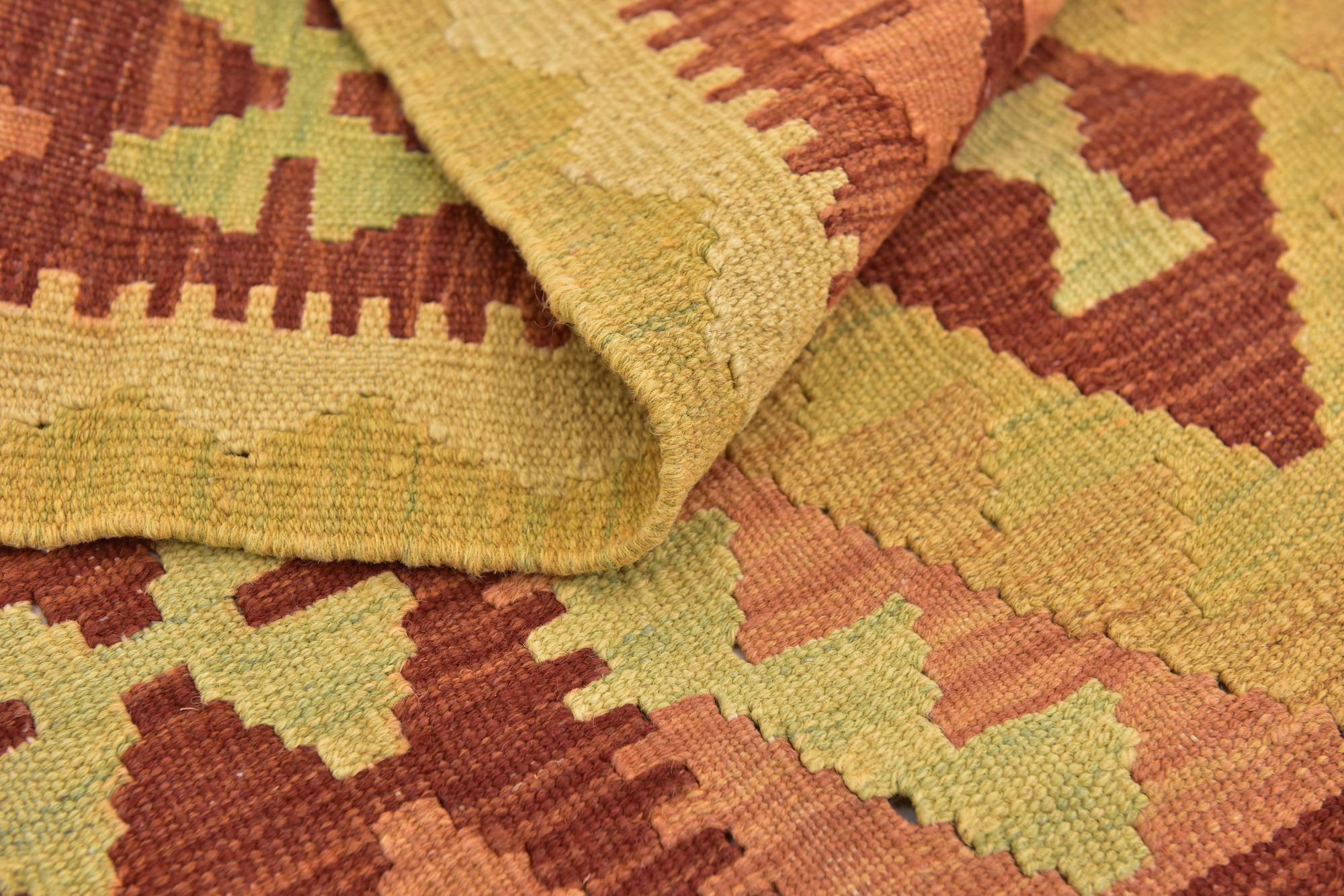 2' 6 x 4' Hand Woven Kilim Waziri Wool Rug