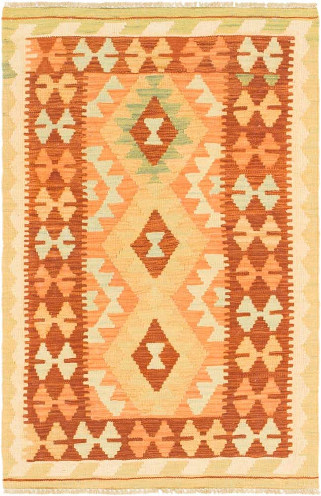 2' 6 x 4' Hand Woven Kilim Waziri Wool Rug