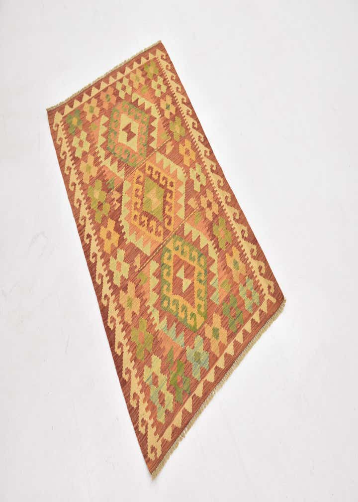 2' 9 x 4' 3 Hand Woven Kilim Waziri Wool Rug