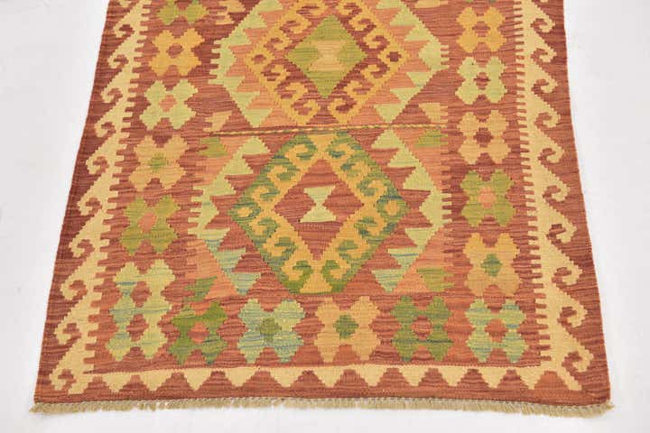 2' 9 x 4' 3 Hand Woven Kilim Waziri Wool Rug