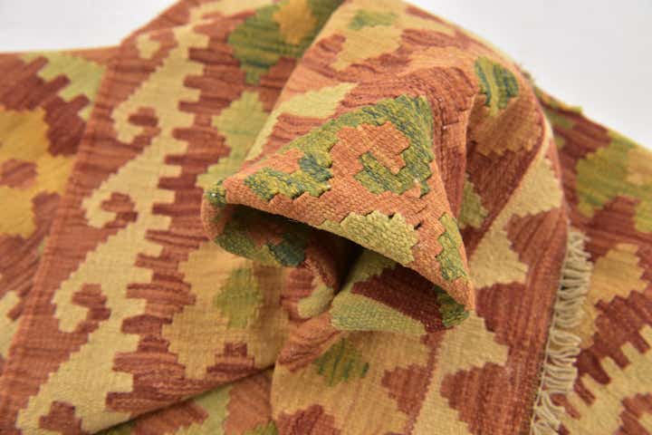 2' 9 x 4' 3 Hand Woven Kilim Waziri Wool Rug