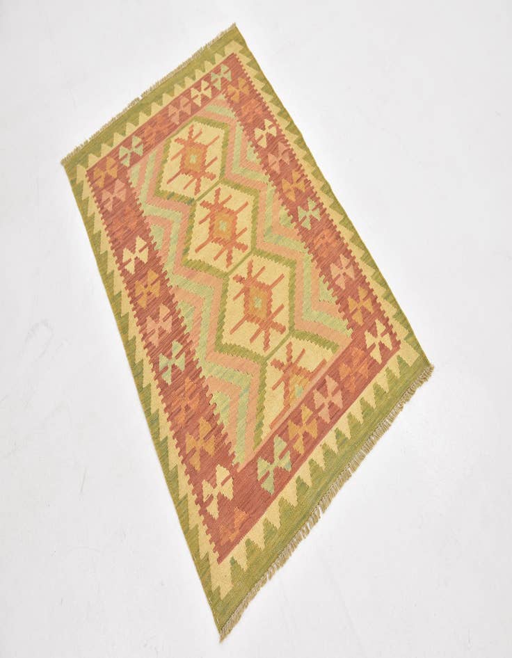 Detail image of 2' 6 x 4'  Hand Woven Kilim Waziri Wool Rug