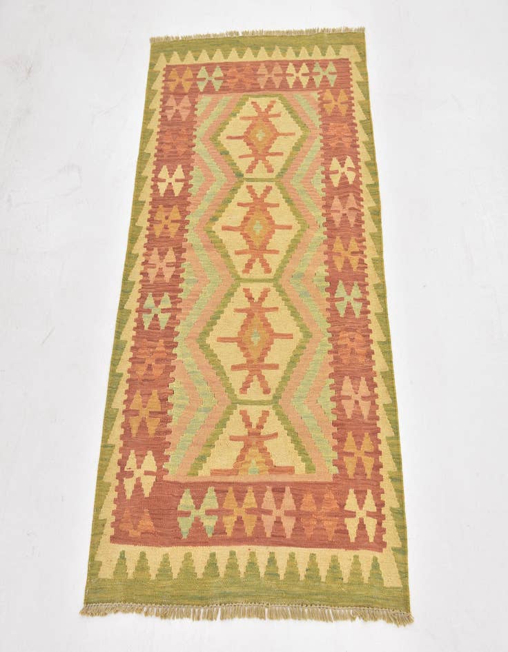 Detail image of 2' 6 x 4'  Hand Woven Kilim Waziri Wool Rug