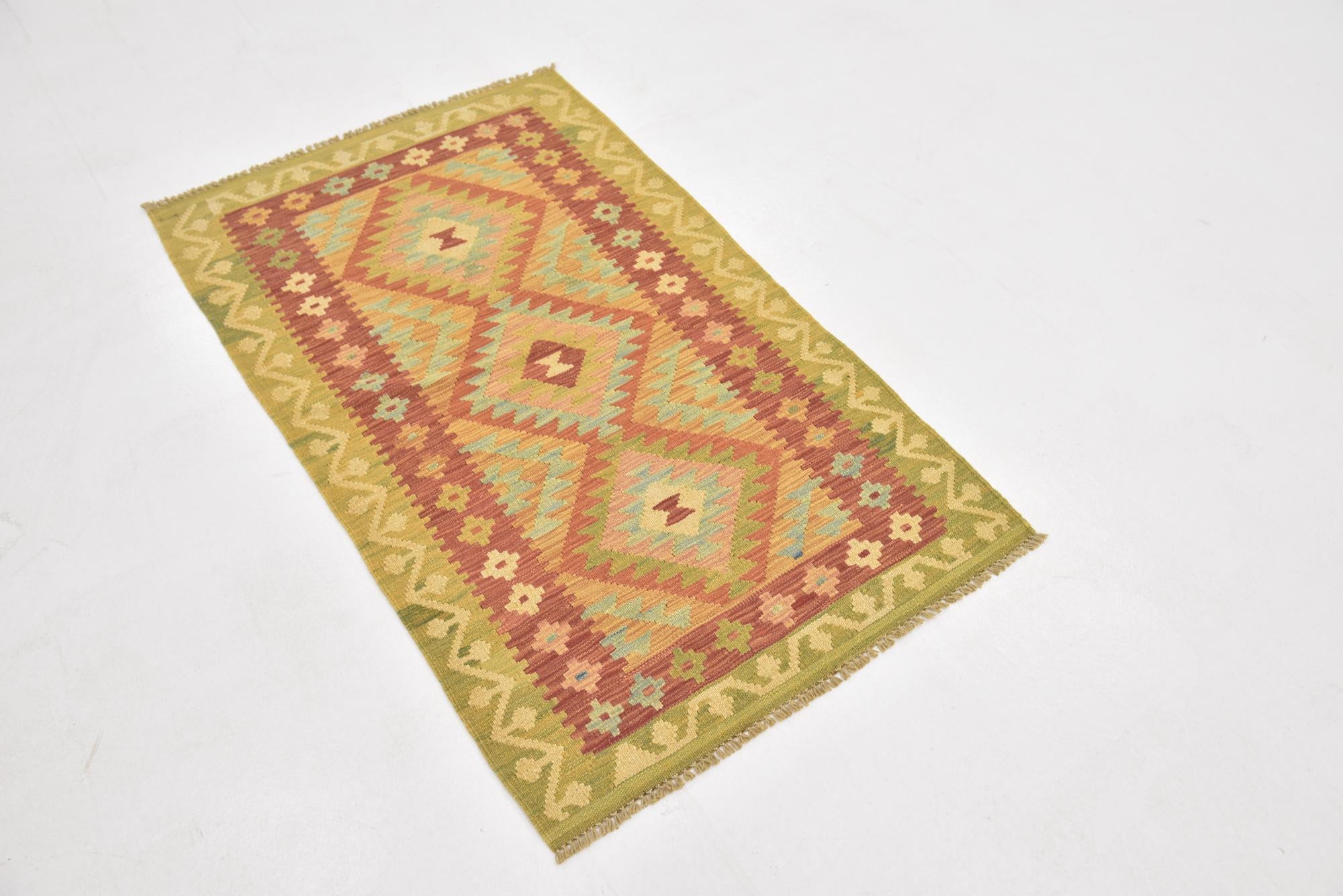 75cm x 125cm Hand Woven Kilim Waziri Wool Rug