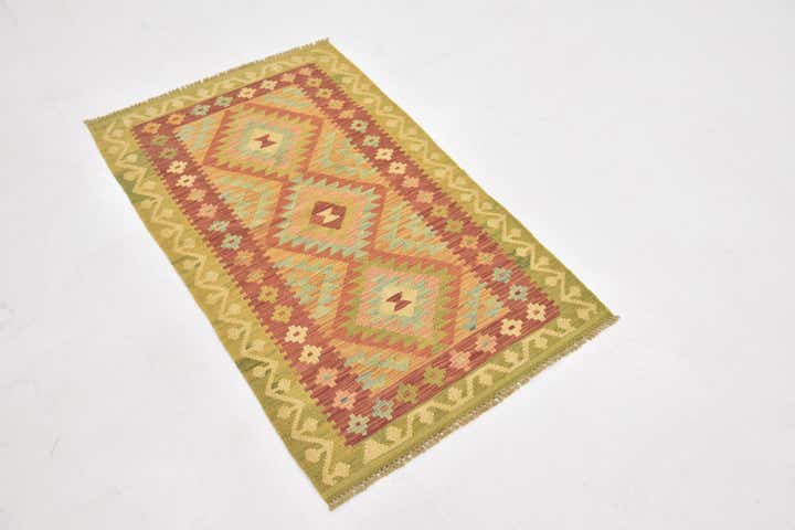 2' 6 x 4' 2 Hand Woven Kilim Waziri Wool Rug