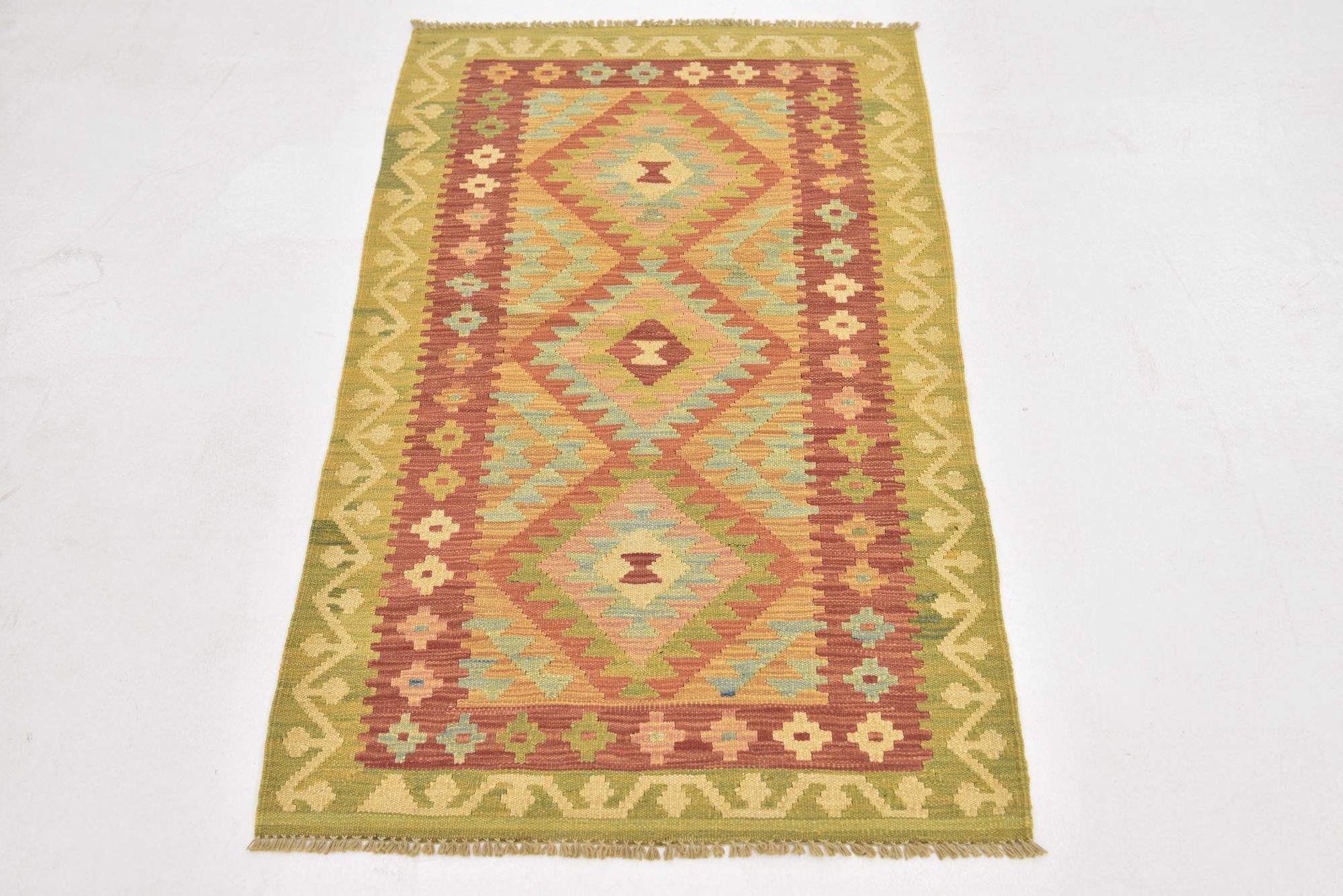 75cm x 125cm Hand Woven Kilim Waziri Wool Rug