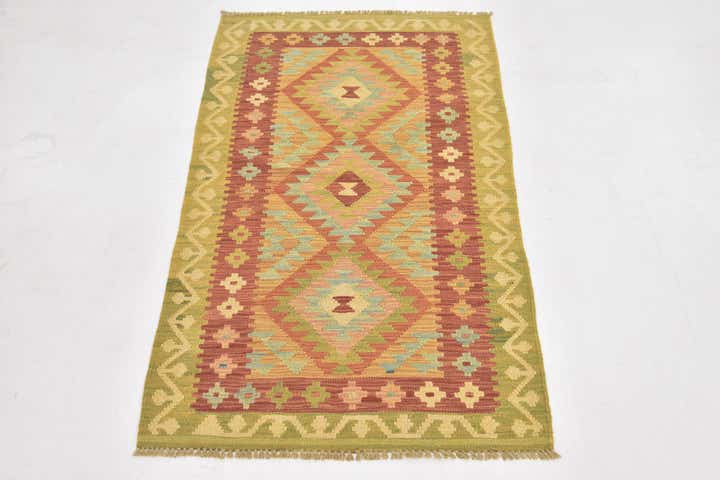 2' 6 x 4' 2 Hand Woven Kilim Waziri Wool Rug