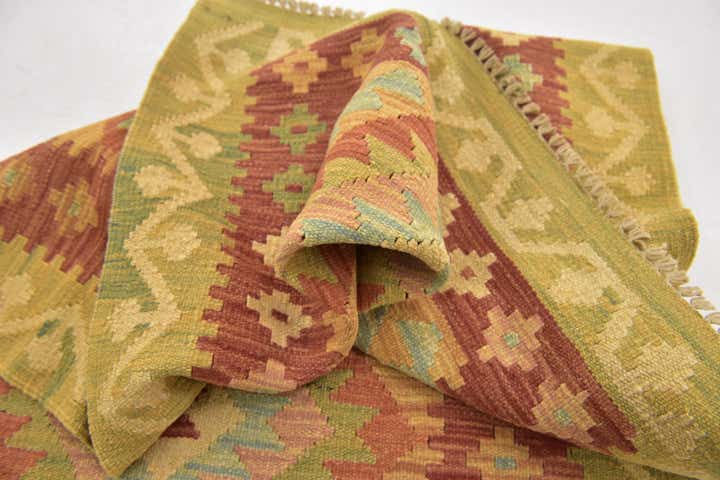 2' 6 x 4' 2 Hand Woven Kilim Waziri Wool Rug