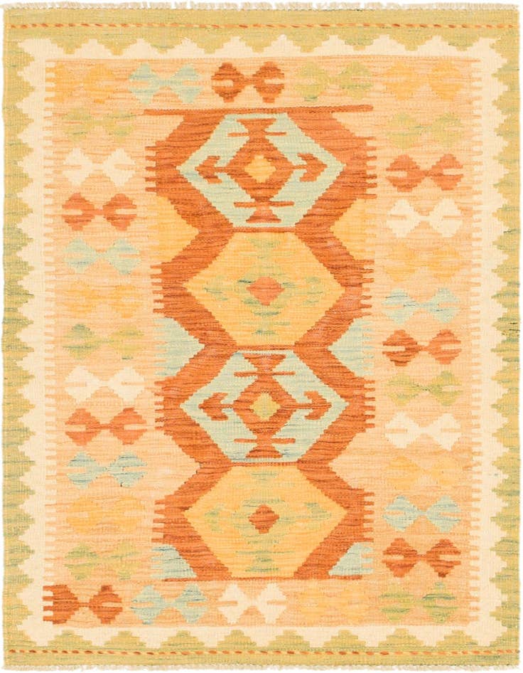 Detail image of 2' 6 x 4' 5 Hand Woven Kilim Waziri Wool Rug