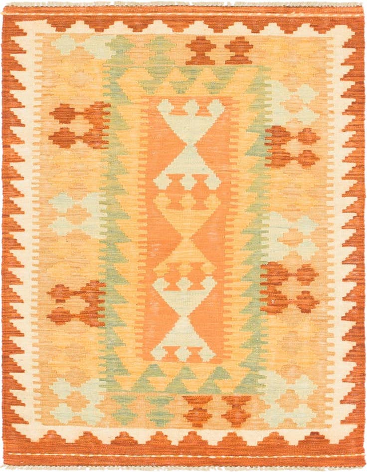 Detail image of 2' 5 x 4' 6 Hand Woven Kilim Waziri Wool Rug